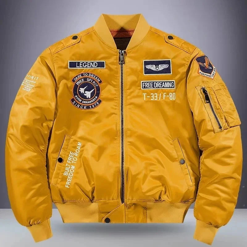 jackets Embroidered Flight Jacket for Men Loose