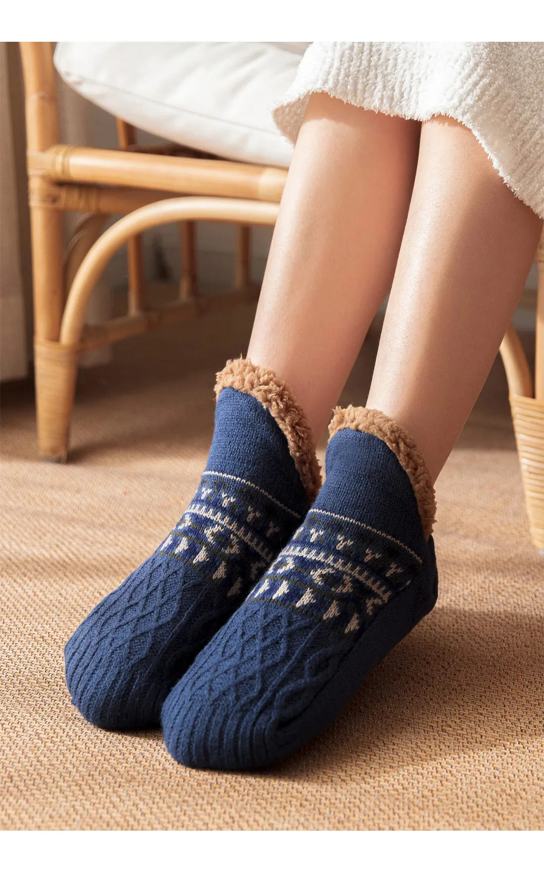 Winter Non-slip Floor Socks Women Men Snow