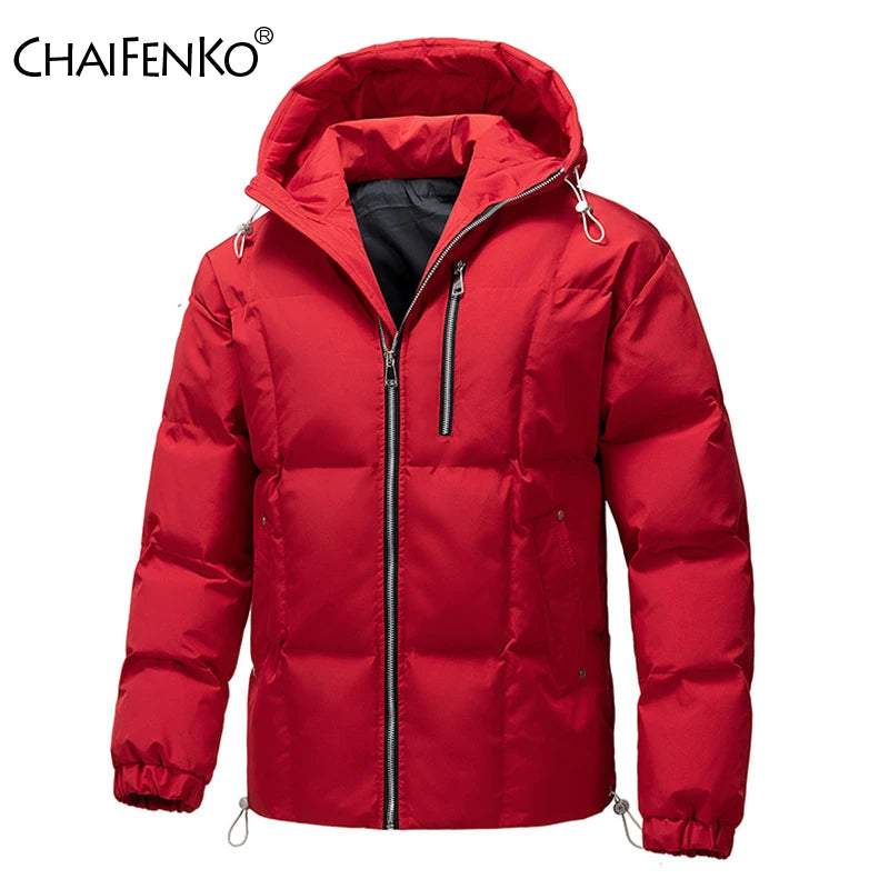 New Fashion Keep Warm Windproof Man Cotton Clothes Leisure  Thickening Coat Winter Solid Color Hooded Simplicity Man Parkas