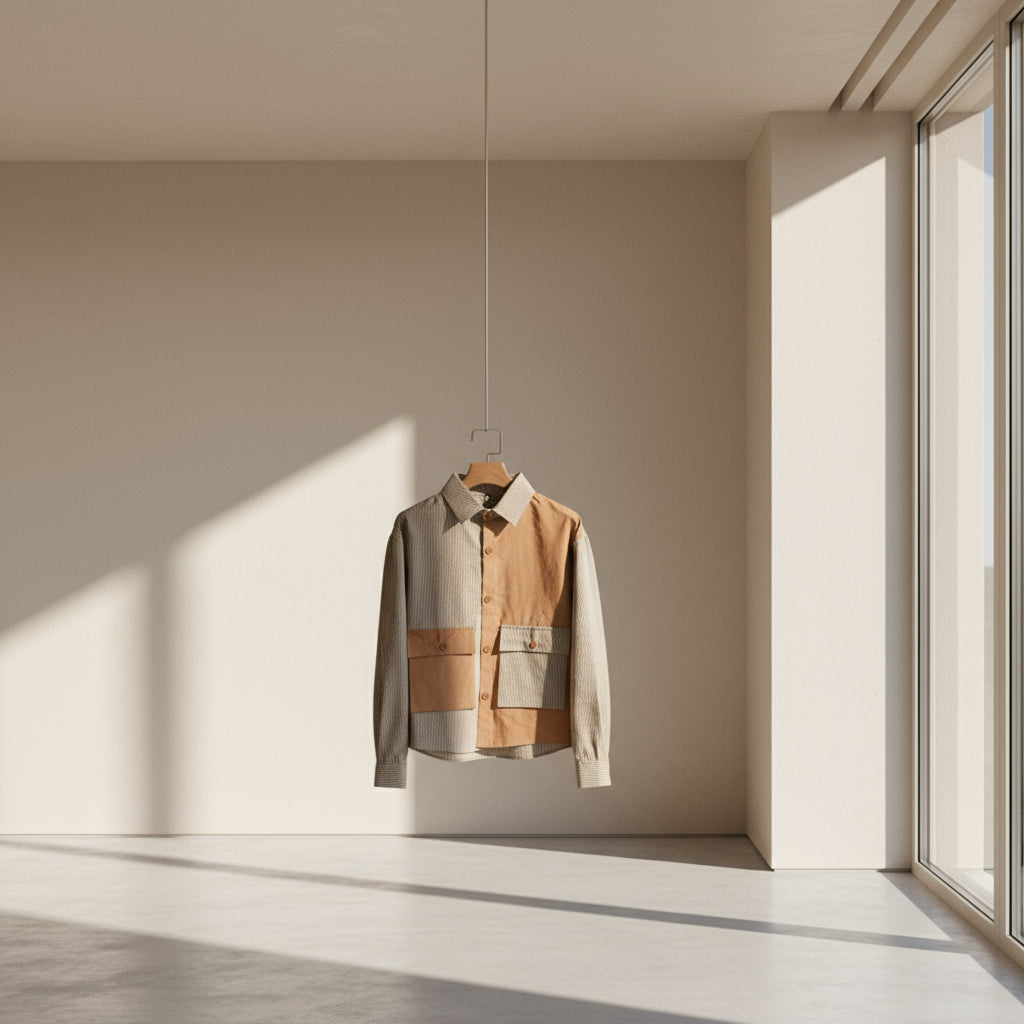 Men's Shirt with Color Blocking Trendy Fit Top