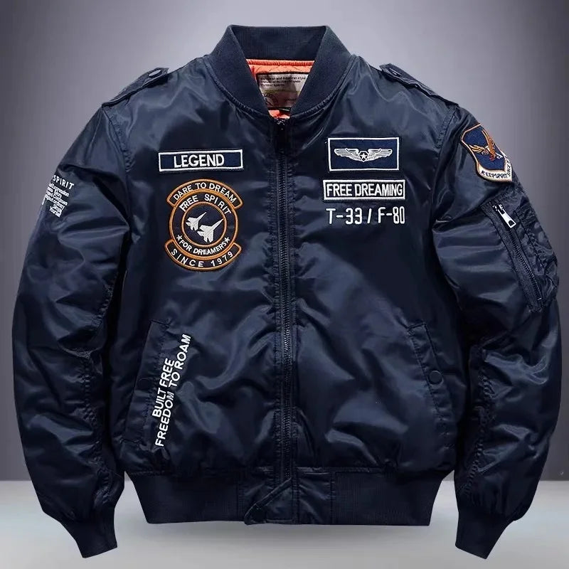 jackets Embroidered Flight Jacket for Men Loose