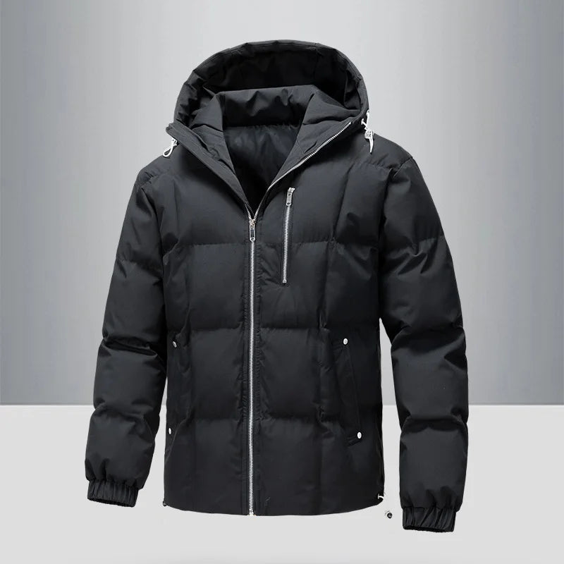 New Fashion Keep Warm Windproof Man Cotton Clothes Leisure  Thickening Coat Winter Solid Color Hooded Simplicity Man Parkas