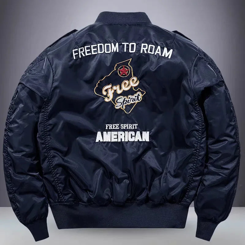 jackets Embroidered Flight Jacket for Men Loose