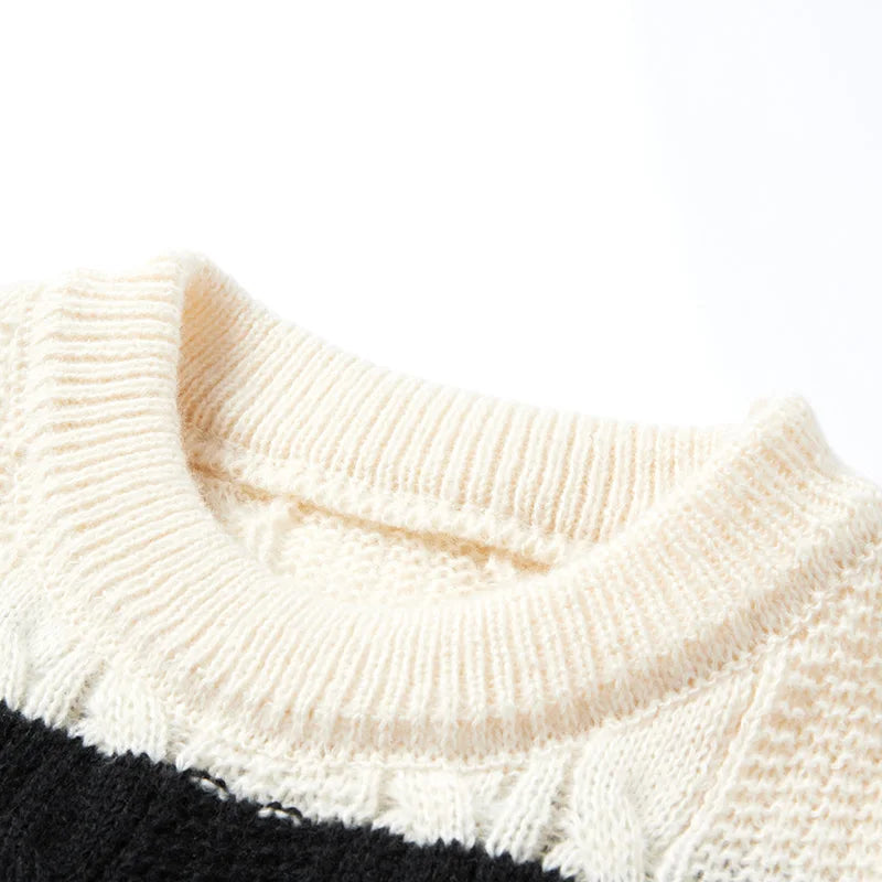 Autumn Winter Color Blocking Stripe Knitting Sweater