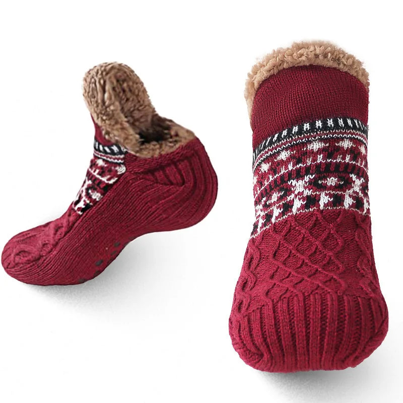Winter Non-slip Floor Socks Women Men Snow
