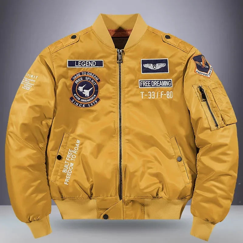 jackets Embroidered Flight Jacket for Men Loose