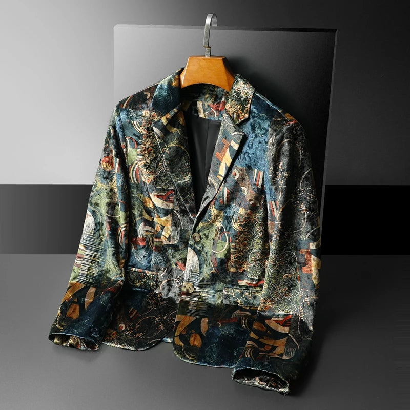 2022 Luxury Print Men Blazer