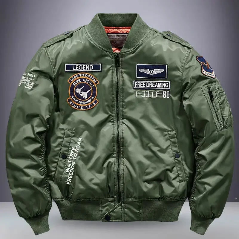 jackets Embroidered Flight Jacket for Men Loose
