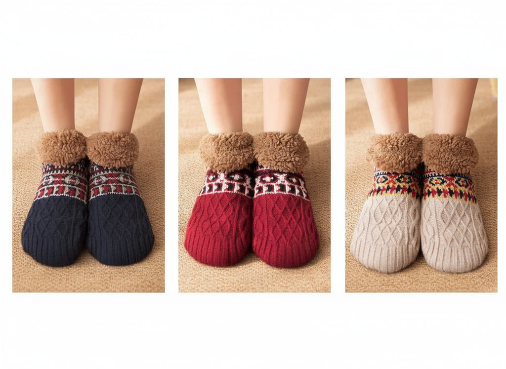 Winter Non-slip Floor Socks Women Men Snow