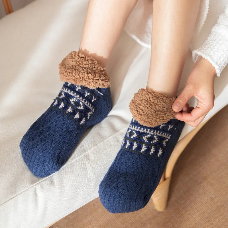 Winter Non-slip Floor Socks Women Men Snow