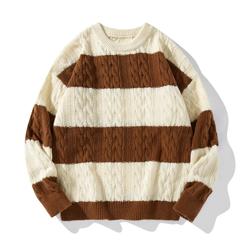Autumn Winter Color Blocking Stripe Knitting Sweater