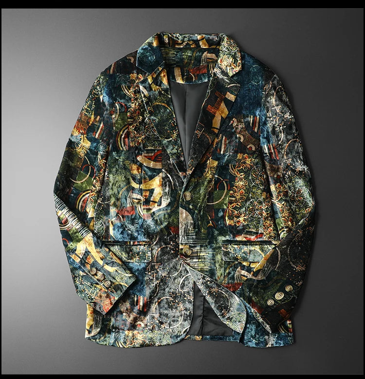 2022 Luxury Print Men Blazer