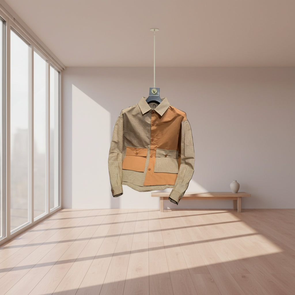 Men's Shirt with Color Blocking Trendy Fit Top