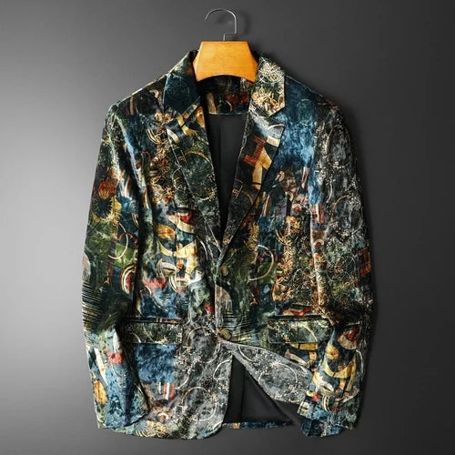 2022 Luxury Print Men Blazer