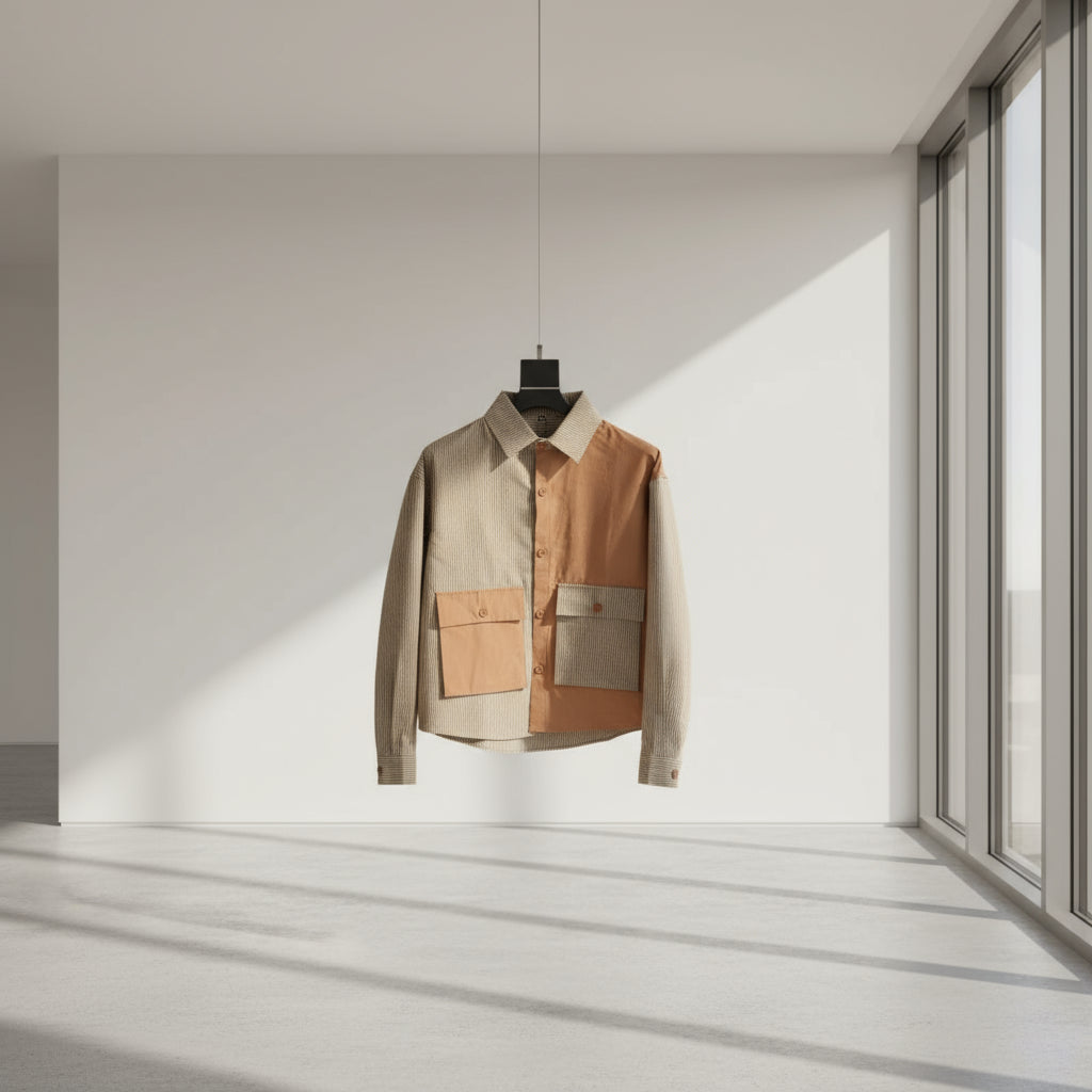 Men's Shirt with Color Blocking Trendy Fit Top