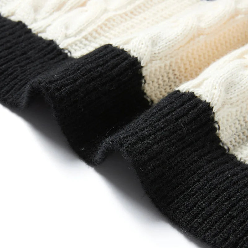 Autumn Winter Color Blocking Stripe Knitting Sweater