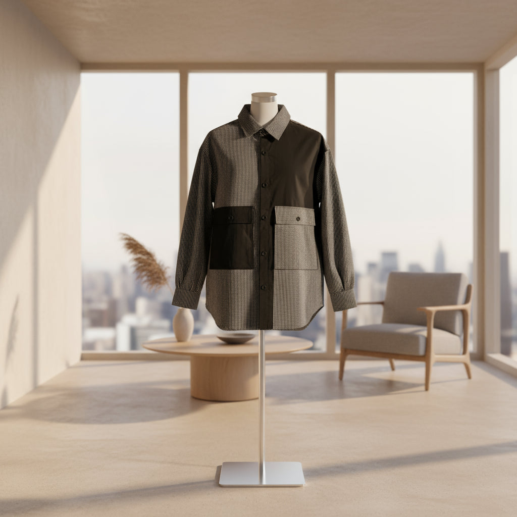 Men's Shirt with Color Blocking Trendy Fit Top