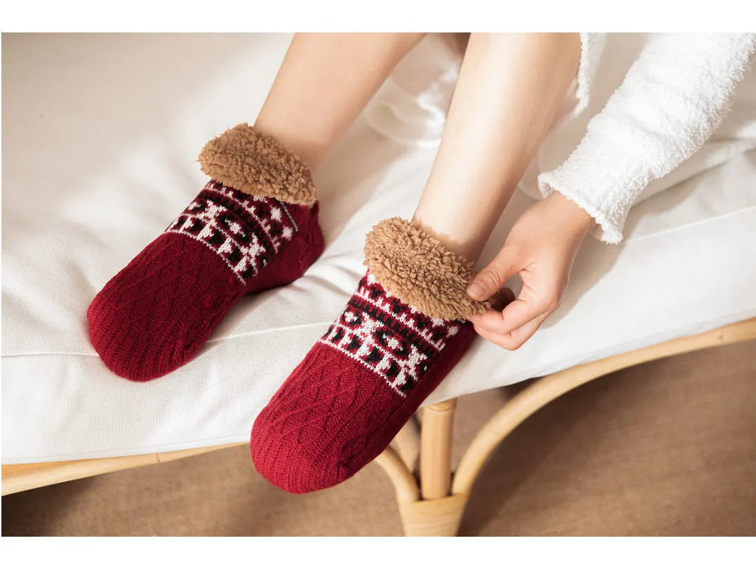 Winter Non-slip Floor Socks Women Men Snow