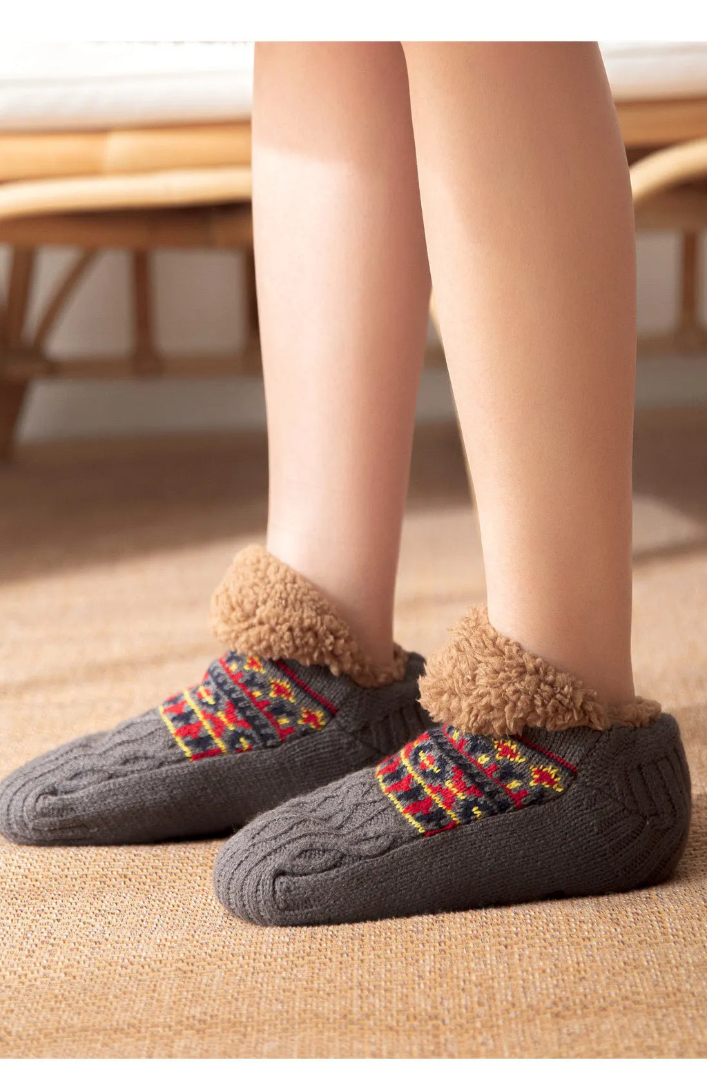 Winter Non-slip Floor Socks Women Men Snow