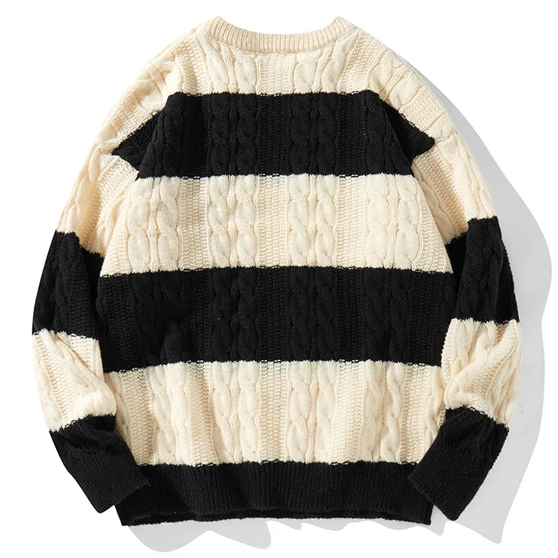 Autumn Winter Color Blocking Stripe Knitting Sweater