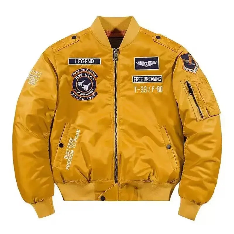 jackets Embroidered Flight Jacket for Men Loose