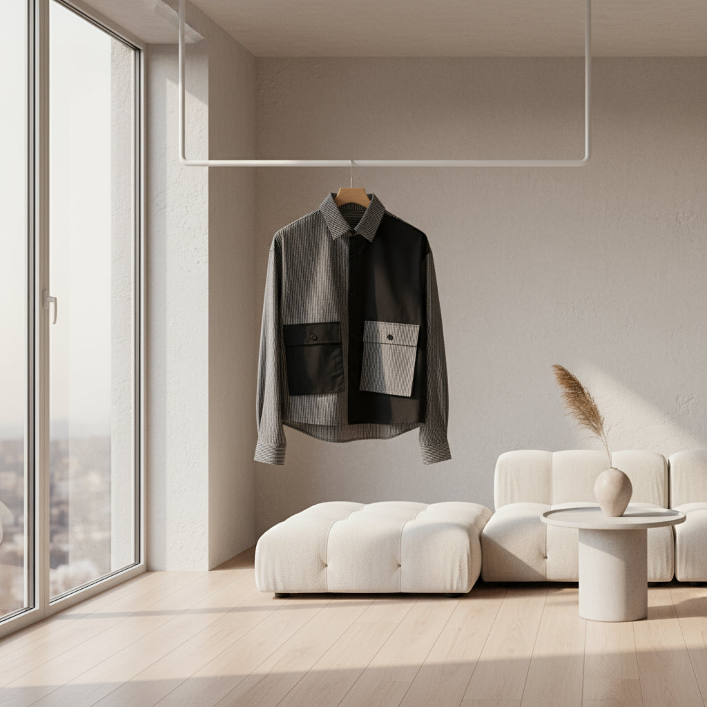 Men's Shirt with Color Blocking Trendy Fit Top