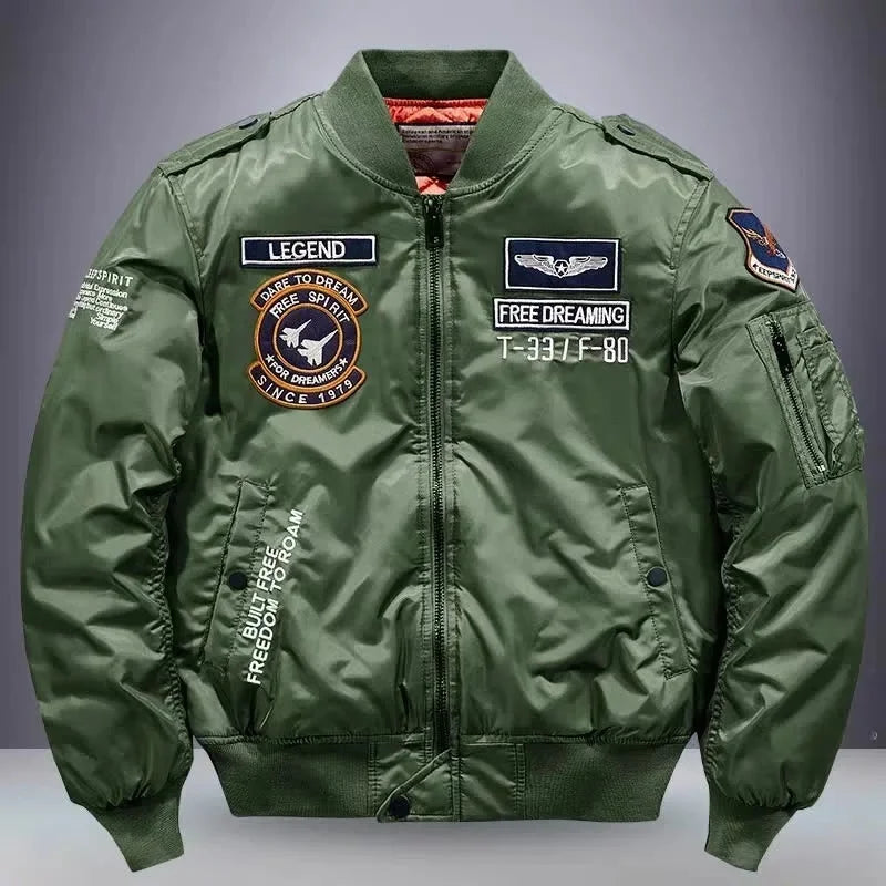 jackets Embroidered Flight Jacket for Men Loose