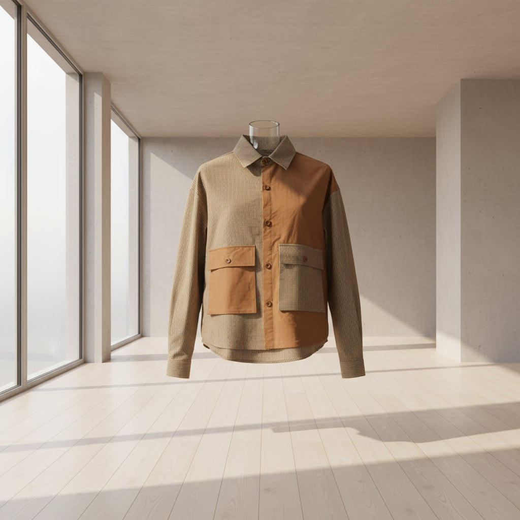 Men's Shirt with Color Blocking Trendy Fit Top