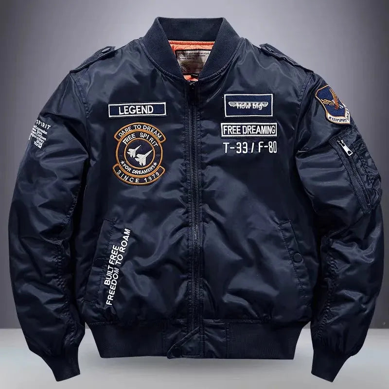 jackets Embroidered Flight Jacket for Men Loose